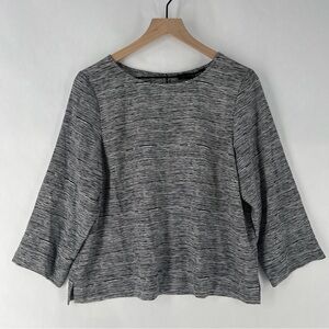 Jasmine & Juliana Black White Abstract Striped‎ Top Crepe Chiffon Boxy Size L